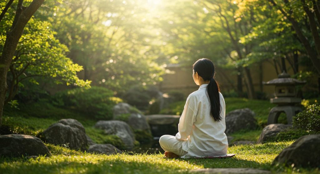 瞑想によって引き寄せの法則を加速させる女性