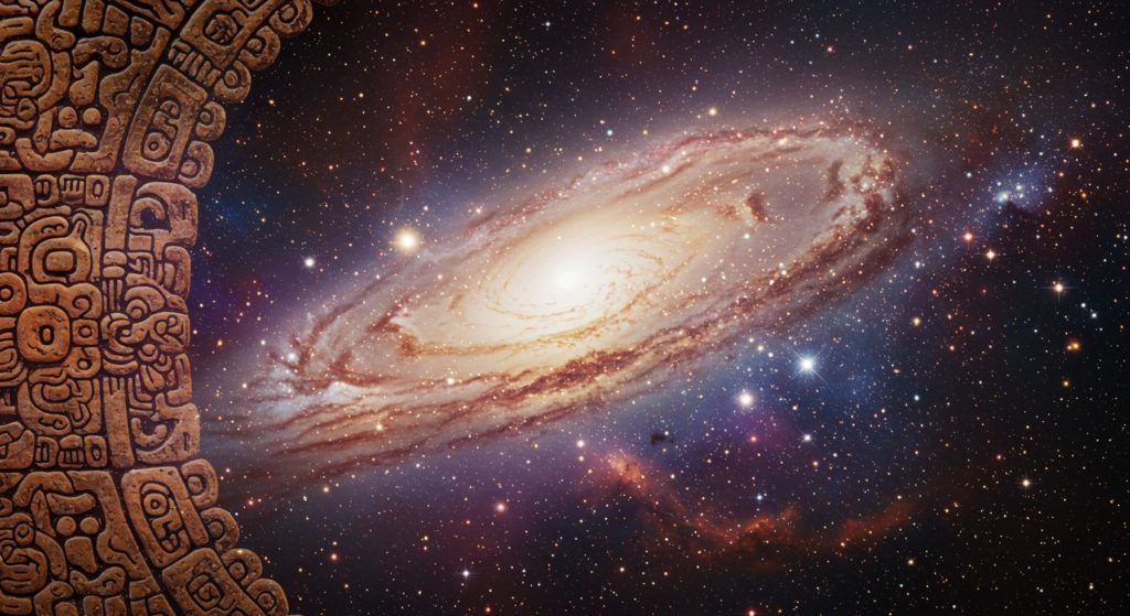 古代の文様と宇宙が描かれたイメージ